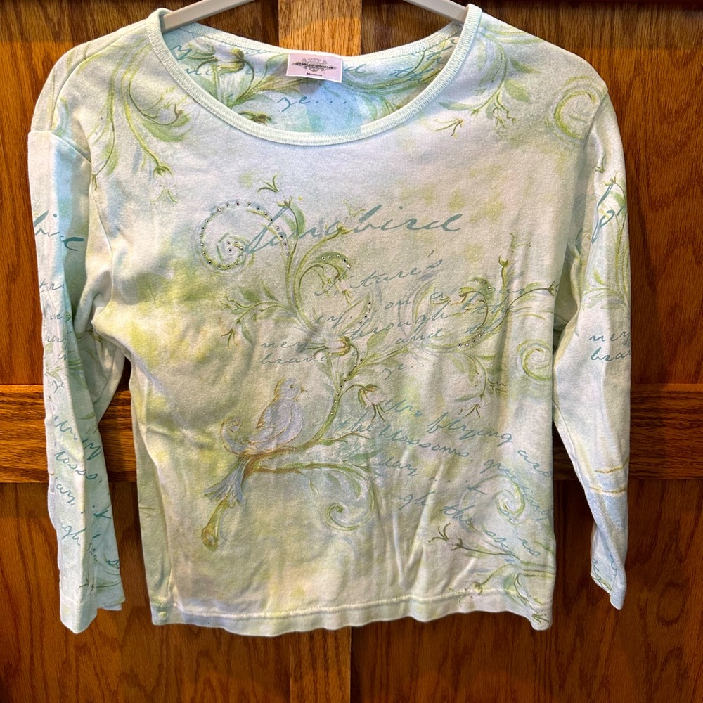 Fabulous Botanical Long Sleeved T-shirt with Rhinestones